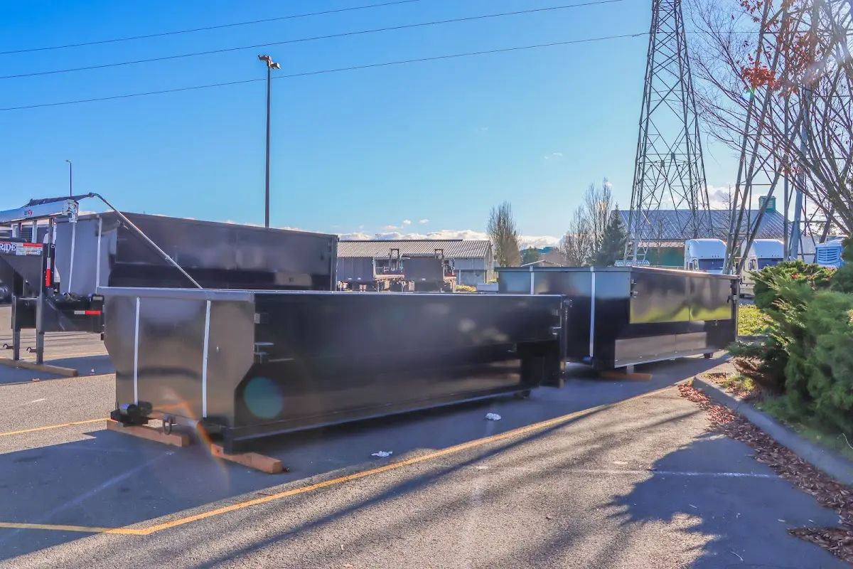 Roll-off dumpster ready for waste disposal at job site for Roll Off Dumpster Rental in Hendersonville